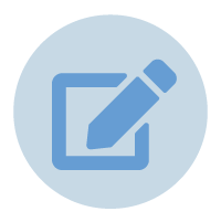 Circle icon showing a pen and checkbox.